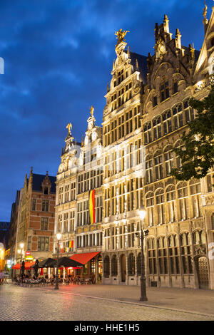 Guild Häuser im Hauptmarkt, Antwerpen, Flandern, Belgien Stockfoto