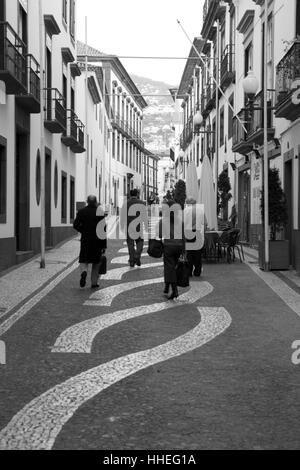 Pflaster in Funchal, Madeira, Portugal Stockfoto