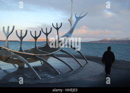 Sun Voyager Skulptur Reykjavik Stockfoto