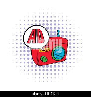 Radio-Werbe-Ikone, Comic Stock Vektor