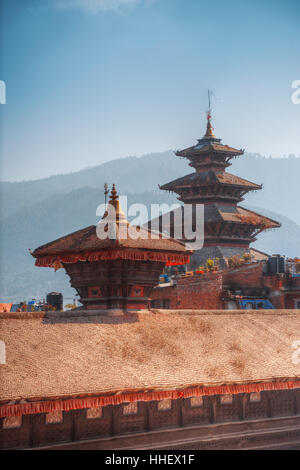 Tempel des Durbar Square in Bhaktapur, Nepal, Kathmandu Tal. Stockfoto