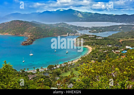 Blick auf English Harbour von Shirley Heights Antigua West Indies Stockfoto