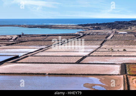 Salina de Janubio, Yaiza, Lanzarote, Kanarische Inseln, Spanien Stockfoto