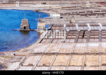 Salina de Janubio, Yaiza, Lanzarote, Kanarische Inseln, Spanien Stockfoto