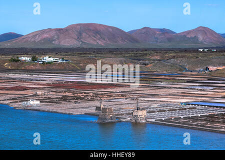 Salina de Janubio, Yaiza, Lanzarote, Kanarische Inseln, Spanien Stockfoto