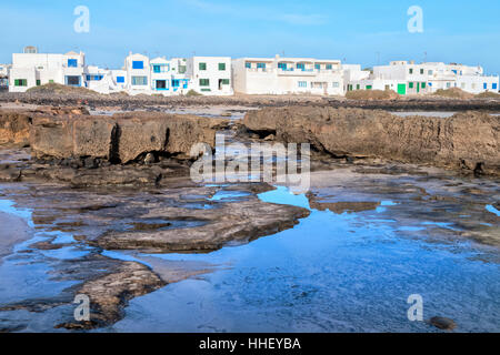 Playa de Famara, Caleta de Famara, Teguise, Lanzarote, Kanarische Inseln, Spanien Stockfoto