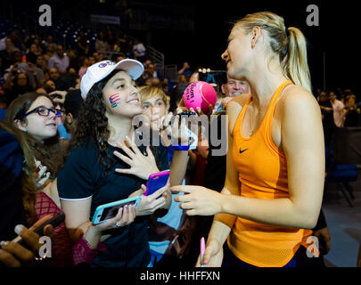 SAN JUAN, PUERTO RICO - 15 Dezember: Maria Sharapova in der 2016 Monica Puig Invitational-Tennis-Ausstellung Stockfoto