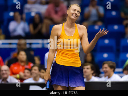 SAN JUAN, PUERTO RICO - 15 Dezember: Maria Sharapova in der 2016 Monica Puig Invitational-Tennis-Ausstellung Stockfoto