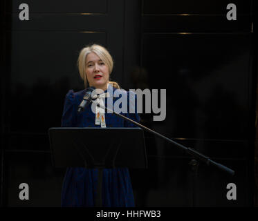 National Gallery, London, UK. 19. Januar 2017. Justine Simons (Foto), stellvertretender Bürgermeister für Kultur- und Kreativwirtschaft, stellt Maquette der fünf Vorschläge für die nächste Fourth Plinth Kommissionen mit den nominierten Künstler teilnehmen. Die ausgewählten Künstler im März 2017 bekanntgegeben, und ihre Werke werden vorgestellt werden auf dem Trafalgar Square in 2018 und 2020 beziehungsweise. Die preisgekrönte Kommissionen werden von der aktuellen Skulptur wirklich gut von David Shrigley folgen. Bildnachweis: Artsimages/Alamy Live-Nachrichten Stockfoto