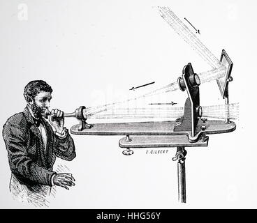 Sender von Bell Foto Telefon: Schwingungen der Membran am Ende des Mundstücks Tube verursacht Lichtimpulsen Empfänger die lichtempfindlichen Selen zu übertragen. London, 1891 Stockfoto