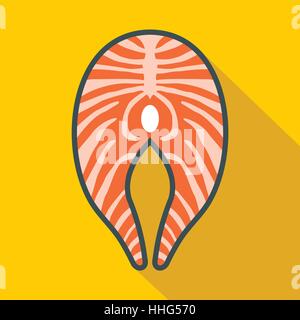 Lachssteak Symbol, flachen Stil Stock Vektor