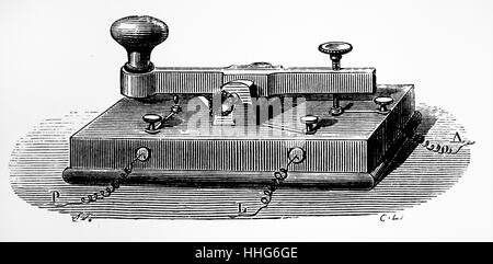 Übertragung Schlüssel für einen Morse-Telegraph. Stockfoto