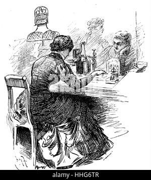 Weibliche Telegraph Angestellter an das General Post Office; St Martins-le-Grand; London. 1888. Stockfoto