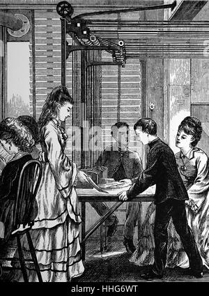 Das Postamt Telegraph Hauptquartier; Telegraph-Straße; London: Die Instrumente für den Transport von Nachrichten. 1871. Stockfoto