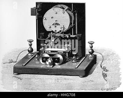 Mechanismus der Indikator (Empfänger) für Breguet Dial Telegraph. 1891. Stockfoto