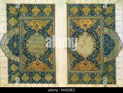 Safavid Dynastie Titelseiten von einen Koran, iranisch (Persisch) ca. 16.-18. Jahrhundert. Stockfoto