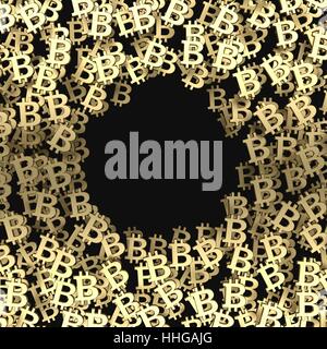 viele gold Bitcoin Symbol Hintergrund. 3D-Rendering Stockfoto