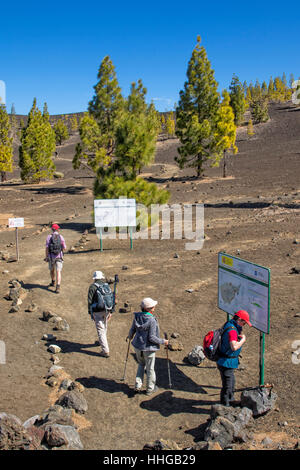 Wandern-Paare auf den Teide, Teneriffa Stockfoto