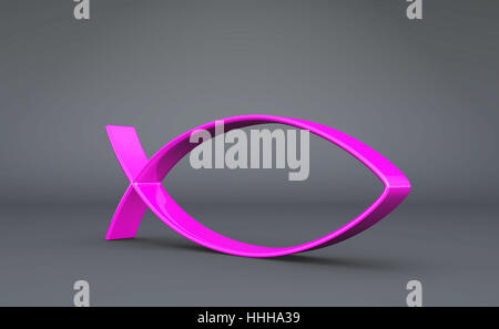 3D Ichthys rosa grau 4 Stockfoto