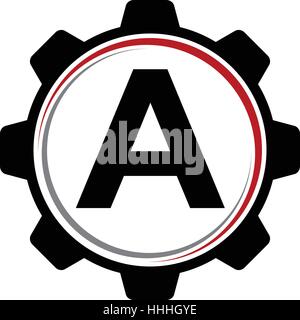 Getriebe-Lösung Logo Buchstabe A Stock Vektor