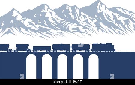 Güterzug über Berge Stock Vektor