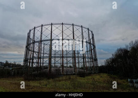 Gas-Container Lagerung Anniesland Glasgow Gasometer Stockfoto