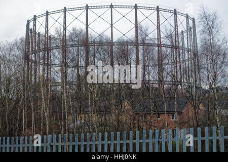 Gas-Container Lagerung Anniesland Glasgow Gasometer Stockfoto