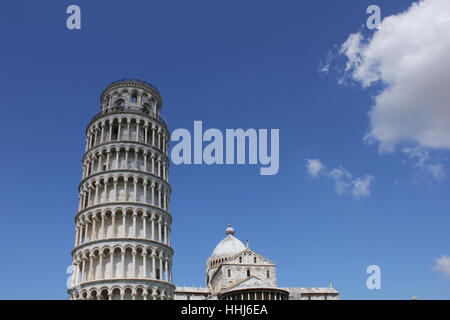 Baum, Toskana, Schiefer, Turm, Pisa, von, von, tower, detail, historische, Kirche, Stockfoto