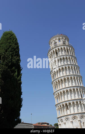 Baum, Toskana, Schiefer, Turm, Pisa, von, von, tower, detail, historische, Kirche, Stockfoto