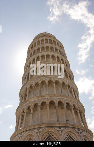 Baum, Toskana, Schiefer, Turm, Pisa, von, von, tower, detail, historische, Kirche, Stockfoto