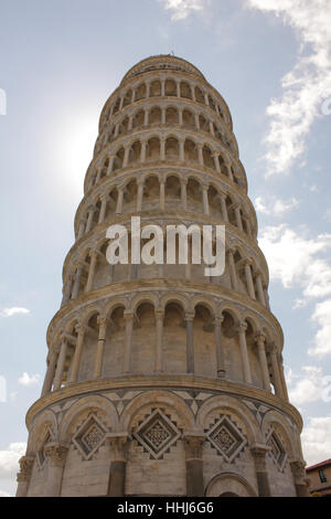 Baum, Toskana, Schiefer, Turm, Pisa, von, von, tower, detail, historische, Kirche, Stockfoto