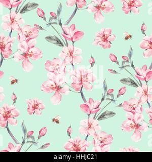 Vintage garden Vektor Feder nahtlose Hintergrund Stock Vektor