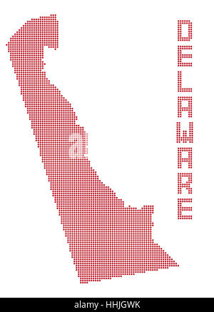 Ein Punkt-Karte von Delaware State isoliert auf weißem Hintergrund Stockfoto