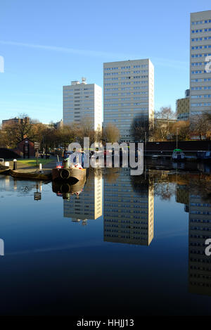 Birmingham & Fazeley Kanal im Stadtzentrum von Birmingham Stockfoto