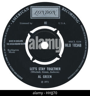 45 u/min 7' UK Plattenlabel von lassen Sie uns zu bleiben, zusammen mit Al Green auf das Londoner Label von 1971 Stockfoto