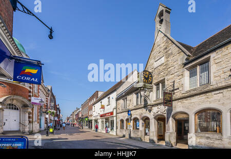 Großbritannien, Dorset, Dorchester, historische Gebäude in South Street, Cornhill, Anzeigen von Napper der Milbe, ein 17. Jahrhundert Armenhaus Stockfoto