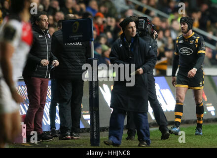 Wasps' Danny Cipriani während des European Champions Cup, Pool zwei Spiel in der Ricoh Arena, Coventry. DRÜCKEN SIE VERBANDSFOTO. Bilddatum: Samstag, 14. Januar 2017. Siehe PA Story RUGBYU Wesps. Bildnachweis sollte lauten: Scott Heavey/PA Wire. Stockfoto