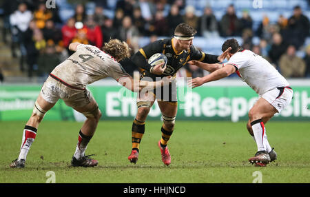 Wespen Guy Thompson während der European Champions Cup, Pool zwei match bei der Ricoh Arena in Coventry. PRESSEVERBAND Foto. Bild Datum: Samstag, 14. Januar 2017. Finden Sie unter PA Geschichte RUGBYU Wespen. Bildnachweis sollte lauten: Scott Heavey/PA Wire. Einschränkungen: Nur zur redaktionellen Verwendung. Keine kommerzielle Nutzung. Stockfoto