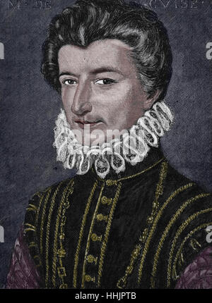 Heinrich i., Herzog von Guise (1550-1588).  Porträt. Kupferstich, 1884. Stockfoto