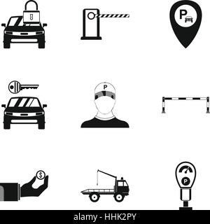 Parkplatz Icons Set, einfachen Stil Stock Vektor