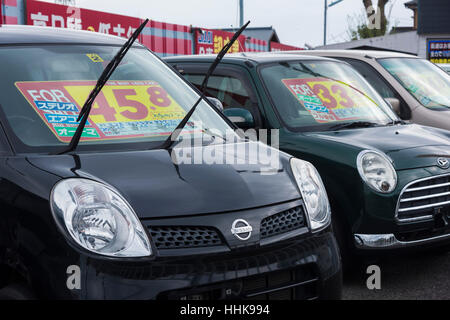 Occasion/Gebrauchtwagen Shop, Isehara City, Präfektur Kanagawa, Japan Stockfoto