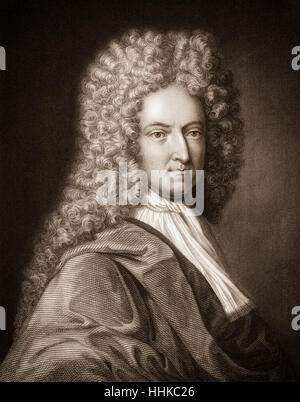 Daniel Defoe, 1661-1731, ein englischer Händler, Schriftsteller und Journalist, Autor von Robinson Crusoe, Stockfoto