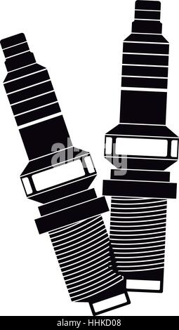 zwei Zündkerzen monochrome Zeichnung gestreiften Vektor-illustration Stock Vektor