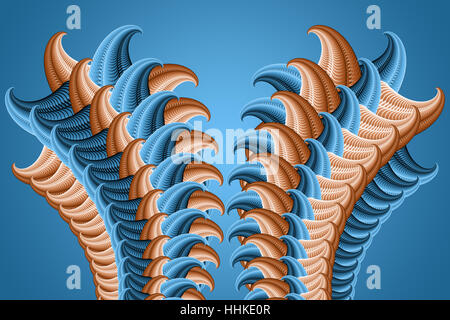 Fraktale Kunst Hintergrund gemacht, blau und Orange Kreise Stockfoto