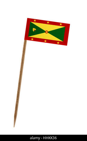 Zahn pick Wit eine kleine Papiertüte Flagge von Grenada Stockfoto