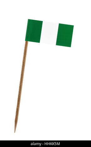 Zahn pick Wit eine kleine Papiertüte Fahne von Nigeria Stockfoto