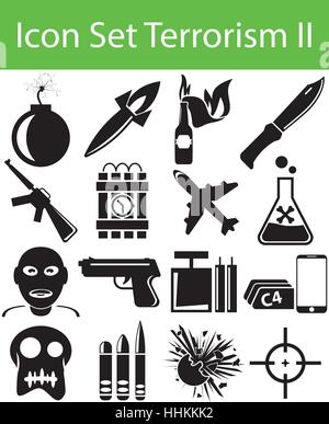 Icon Set Terrorismus II mit 16 Icons für den kreativen Einsatz in Grafik-design Stock Vektor