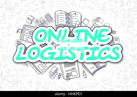 Online-Logistik - Cartoon grün Wort. Business-Konzept. Stockfoto