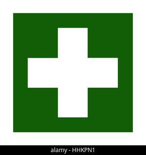 Vektor-Feuer Notfall Icons. Anzeichen für Evakuierungen. Arzt, Notfallmedizin Brust grün. Stock Vektor