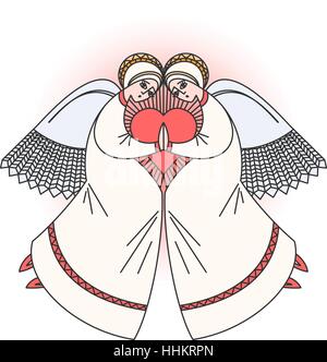 Engel Figur mit einer Kerze in Händen beten. Lager-Vektor-Illustration für Valentinstag Grußkarten, bei religiösen Anlässen. Stock Vektor